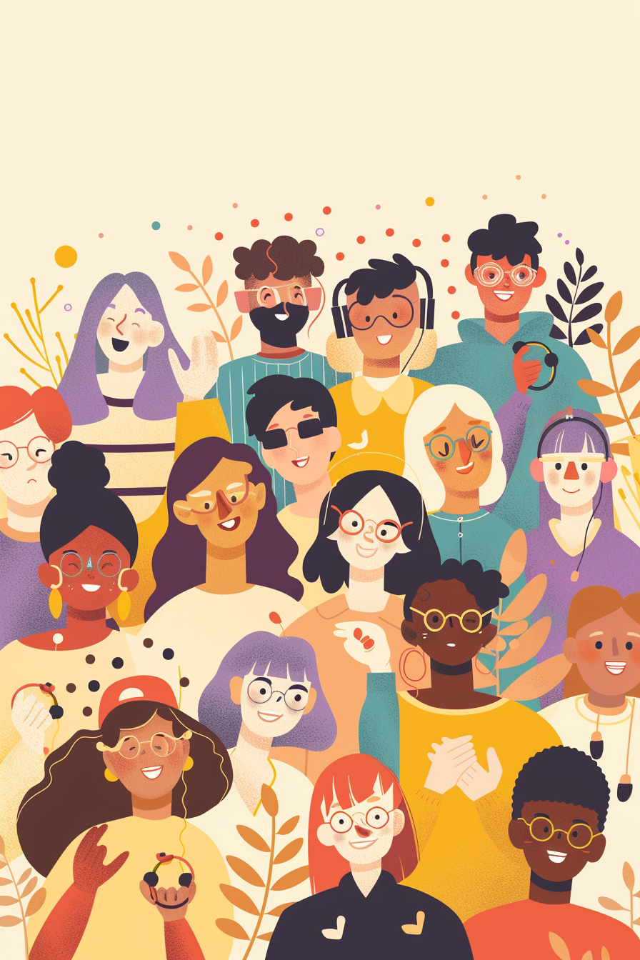 Diverse neurodivergente Menschen, Kinder und Erwachsene